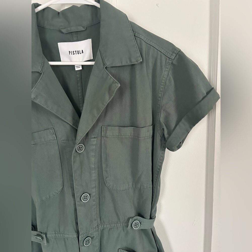 Pistola Parker Field Suit Sage Green Utility Romper - Picture 5 of 6